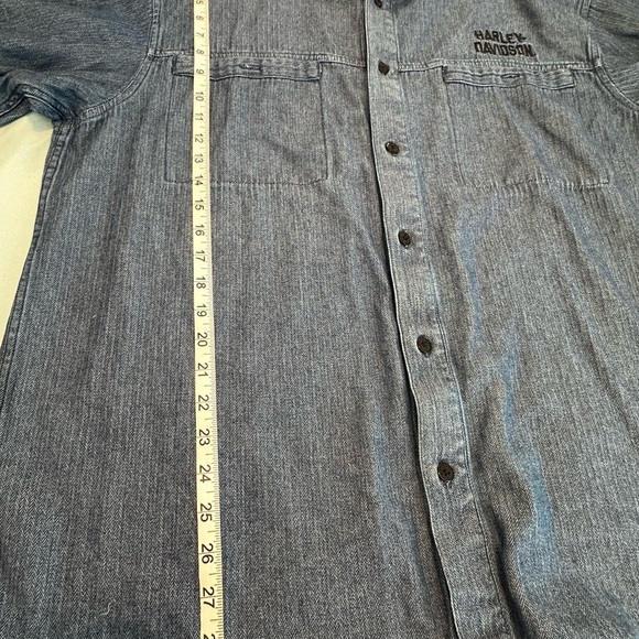 VTG ‘04 Harley Davidson Mens XL Blue Button Up Long Sleeve Denim Embroidered. - Picture 5 of 16